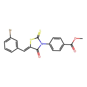 methyl 4-[(5E)-5-(3-bromobenzylidene)-4-oxo-2-thioxo-1,3-thiazolidin-3-yl]benzoate structure