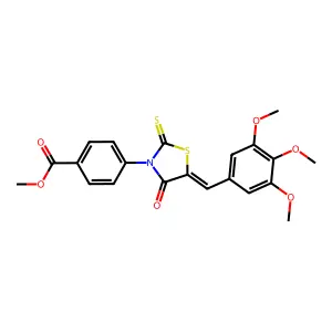 methyl 4-[(5Z)-4-oxo-2-thioxo-5-(3,4,5-trimethoxybenzylidene)-1,3-thiazolidin-3-yl]benzoate structure