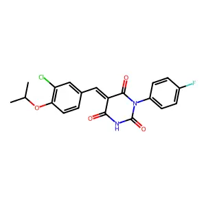 (5E)-5-[(3-chloro-4-propan-2-yloxyphenyl)methylidene]-1-(4-fluorophenyl)-1,3-diazinane-2,4,6-trione structure