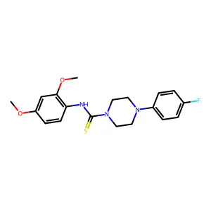 N-(2,4-dimethoxyphenyl)-4-(4-fluorophenyl)piperazine-1-carbothioamide structure
