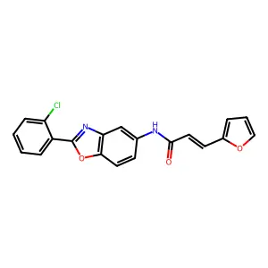 (E)-N-[2-(2-chlorophenyl)-1,3-benzoxazol-5-yl]-3-(furan-2-yl)prop-2-enamide structure