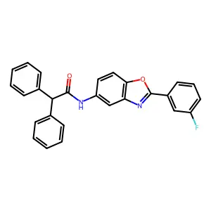 N-[2-(3-fluorophenyl)-1,3-benzoxazol-5-yl]-2,2-diphenylacetamide structure