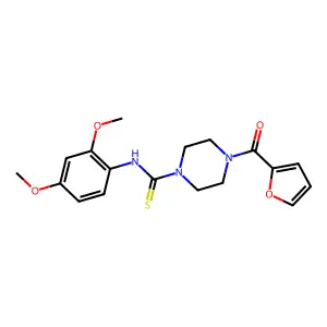 N-(2,4-dimethoxyphenyl)-4-(furan-2-carbonyl)piperazine-1-carbothioamide structure