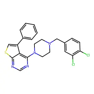 4-(4-(3,4-Dichlorobenzyl)piperazin-1-yl)-5-phenylthieno[2,3-d]pyrimidine structure