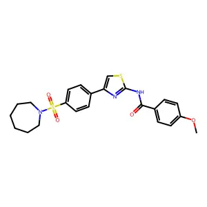 N-{4-[4-(azepan-1-ylsulfonyl)phenyl]-1,3-thiazol-2-yl}-4-methoxybenzamide structure
