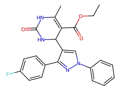 ethyl 4-[3-(4-fluorophenyl)-1-phenyl-1H-pyrazol-4-yl]-6-methyl-2-oxo-1,2,3,4-tetrahydropyrimidine-5-carboxylate structure