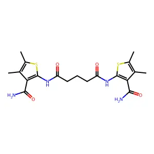 N,N'-bis(3-carbamoyl-4,5-dimethylthiophen-2-yl)pentanediamide structure