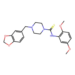 4-(1,3-benzodioxol-5-ylmethyl)-N-(2,5-dimethoxyphenyl)piperazine-1-carbothioamide structure