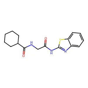 N-benzothiazol-2-yl-2-(cyclohexylcarbonylamino)acetamide structure