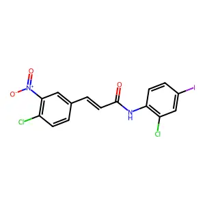 (E)-N-(2-chloro-4-iodophenyl)-3-(4-chloro-3-nitrophenyl)prop-2-enamide structure