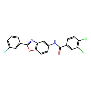 3,4-dichloro-N-[2-(3-fluorophenyl)-1,3-benzoxazol-5-yl]benzamide structure