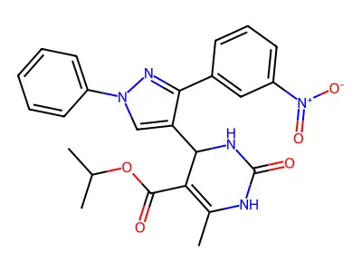 propan-2-yl 6-methyl-4-[3-(3-nitrophenyl)-1-phenyl-1H-pyrazol-4-yl]-2-oxo-1,2,3,4-tetrahydropyrimidine-5-carboxylate structure