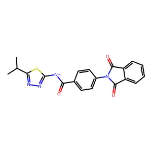 4-(1,3-dioxoisoindolin-2-yl)-N-(5-isopropyl-1,3,4-thiadiazol-2-yl)benzamide structure