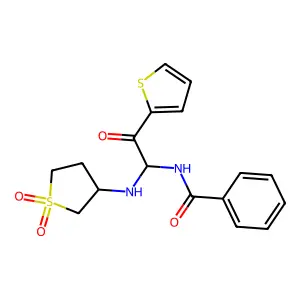 N-{1-[(1,1-dioxothiolan-3-yl)amino]-2-oxo-2-(2-thienyl)ethyl}benzamide structure