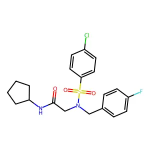 2-[(4-chlorophenyl)sulfonyl-[(4-fluorophenyl)methyl]amino]-N-cyclopentylacetamide structure