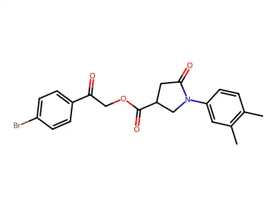 [2-(4-bromophenyl)-2-oxoethyl] 1-(3,4-dimethylphenyl)-5-oxopyrrolidine-3-carboxylate structure