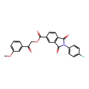 [2-(3-methoxyphenyl)-2-oxo-ethyl] 2-(4-fluorophenyl)-1,3-dioxo-isoindole-5-carboxylate structure