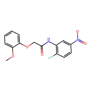 N-(2-fluoro-5-nitrophenyl)-2-(2-methoxyphenoxy)acetamide structure