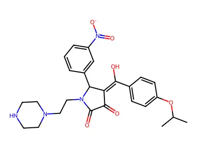 3-hydroxy-5-(3-nitrophenyl)-1-[2-(piperazin-1-yl)ethyl]-4-[4-(propan-2-yloxy)benzoyl]-2,5-dihydro-1H-pyrrol-2-one structure