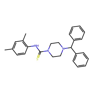 4-benzhydryl-N-(2,4-dimethylphenyl)piperazine-1-carbothioamide structure