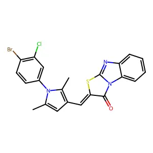 (2Z)-2-[[1-(4-bromo-3-chlorophenyl)-2,5-dimethylpyrrol-3-yl]methylidene]-[1,3]thiazolo[3,2-a]benzimidazol-1-one structure