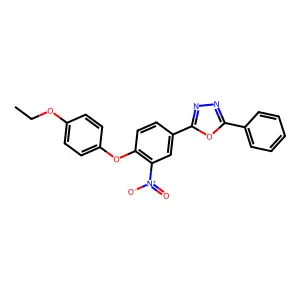 2-[4-(4-Ethoxyphenoxy)-3-nitrophenyl]-5-phenyl-1,3,4-oxadiazole structure