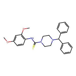 N-(2,4-dimethoxyphenyl)-4-(diphenylmethyl)piperazine-1-carbothioamide structure