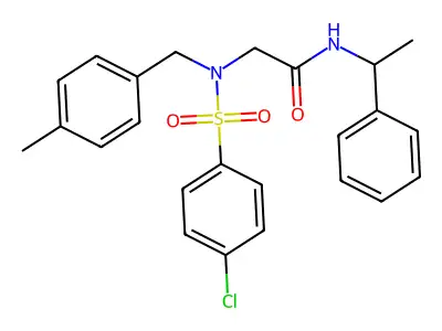 2-[(4-chlorophenyl)sulfonyl-[(4-methylphenyl)methyl]amino]-N-(1-phenylethyl)acetamide structure