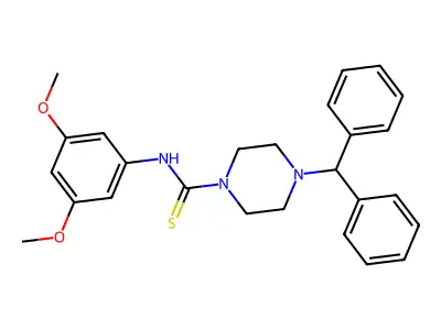 N-(3,5-dimethoxyphenyl)-4-(diphenylmethyl)-1-piperazinecarbothioamide structure