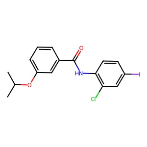 N-(2-chloro-4-iodophenyl)-3-propan-2-yloxybenzamide structure