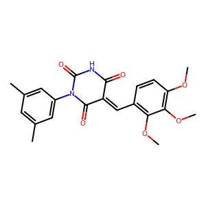 (5E)-1-(3,5-dimethylphenyl)-5-(2,3,4-trimethoxybenzylidene)pyrimidine-2,4,6(1H,3H,5H)-trione structure