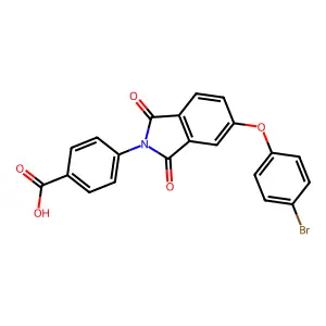 4-[5-(4-bromophenoxy)-1,3-dioxo-1,3-dihydro-2H-isoindol-2-yl]benzoic acid structure