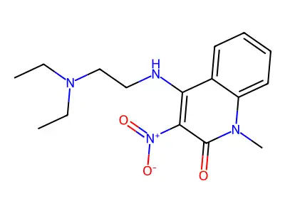 4-((2-(diethylamino)ethyl)amino)-1-methyl-3-nitroquinolin-2(1H)-one structure