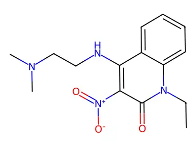 4-((2-(dimethylamino)ethyl)amino)-1-ethyl-3-nitroquinolin-2(1H)-one structure