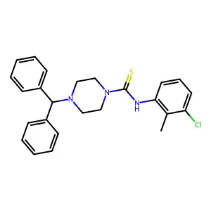 4-benzhydryl-N-(3-chloro-2-methylphenyl)piperazine-1-carbothioamide structure