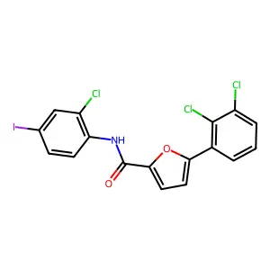 N-(2-chloro-4-iodophenyl)-5-(2,3-dichlorophenyl)furan-2-carboxamide structure