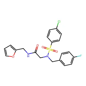 2-[(4-chlorophenyl)sulfonyl-[(4-fluorophenyl)methyl]amino]-N-(furan-2-ylmethyl)acetamide structure