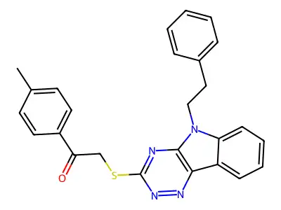 1-(4-methylphenyl)-2-[(5-phenethyl-[1,2,4]triazino[5,6-b]indol-3-yl)sulfanyl]ethanone structure