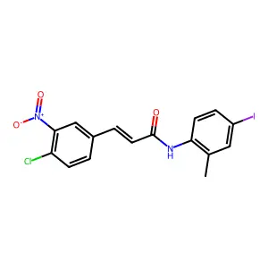 (E)-3-(4-chloro-3-nitrophenyl)-N-(4-iodo-2-methylphenyl)prop-2-enamide structure