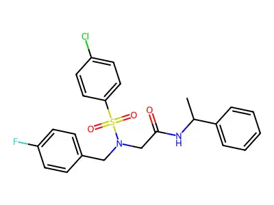2-[(4-chlorophenyl)sulfonyl-[(4-fluorophenyl)methyl]amino]-N-(1-phenylethyl)acetamide structure