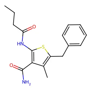 5-Benzyl-2-(butanoylamino)-4-methylthiophene-3-carboxamide structure
