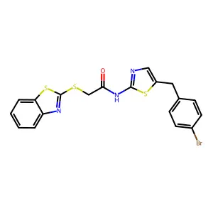 2-(benzo[d]thiazol-2-ylthio)-N-(5-(4-bromobenzyl)thiazol-2-yl)acetamide structure