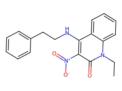 1-ethyl-3-nitro-4-(phenethylamino)quinolin-2(1H)-one structure