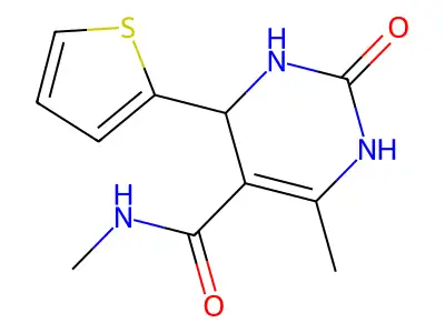 N,6-dimethyl-2-oxo-4-(thiophen-2-yl)-1,2,3,4-tetrahydropyrimidine-5-carboxamide structure