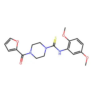 4-{[(2,5-Dimethoxyphenyl)amino]thioxomethyl}piperazinyl 2-furyl ketone structure