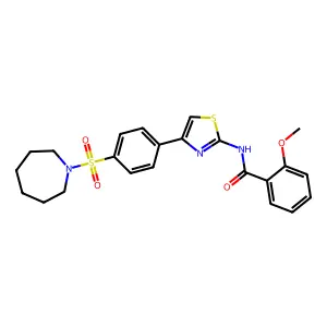 N-{4-[4-(azepan-1-ylsulfonyl)phenyl]-1,3-thiazol-2-yl}-2-methoxybenzamide structure
