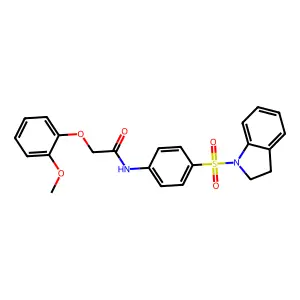 N-[4-(2,3-dihydro-1H-indol-1-ylsulfonyl)phenyl]-2-(2-methoxyphenoxy)acetamide structure
