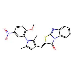 (2Z)-2-[[1-(2-methoxy-5-nitrophenyl)-2,5-dimethylpyrrol-3-yl]methylidene]-[1,3]thiazolo[3,2-a]benzimidazol-1-one structure