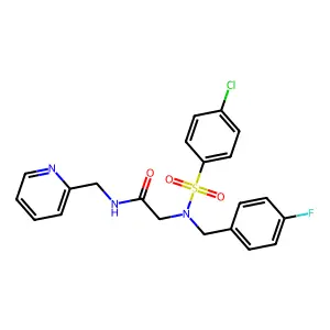 2-[(4-chlorophenyl)sulfonyl-[(4-fluorophenyl)methyl]amino]-N-(pyridin-2-ylmethyl)acetamide structure