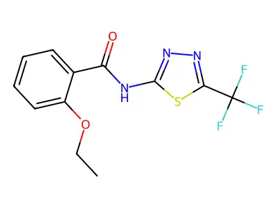 2-ethoxy-N-[5-(trifluoromethyl)-1,3,4-thiadiazol-2-yl]benzamide structure
